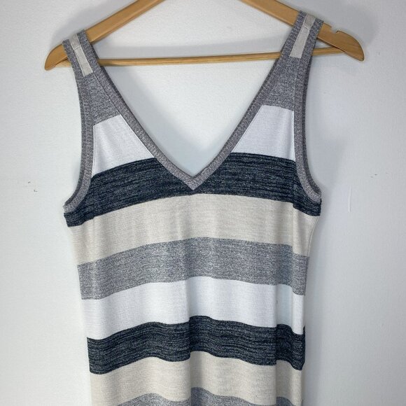 GAP - Beige, Black and Grey, striped sleeveless vneck dress, cozy, Size M/L - Picture 1 of 5